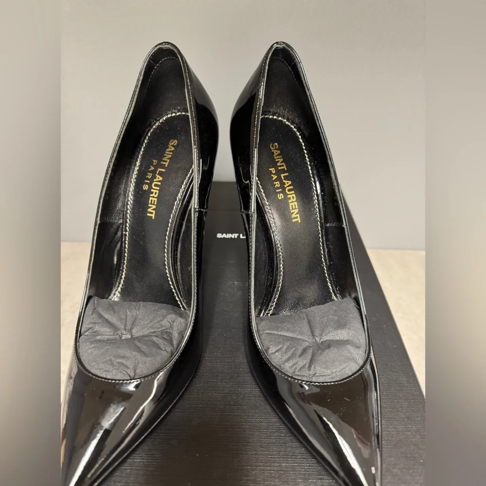 Yves Laurent Black Opyum patent leather 110 logo heel - Picture 7 of 8